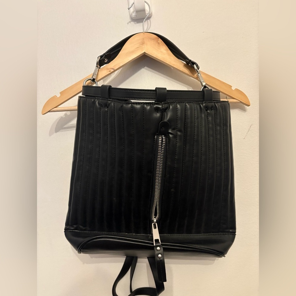 Zara Black Quilted Backpack
